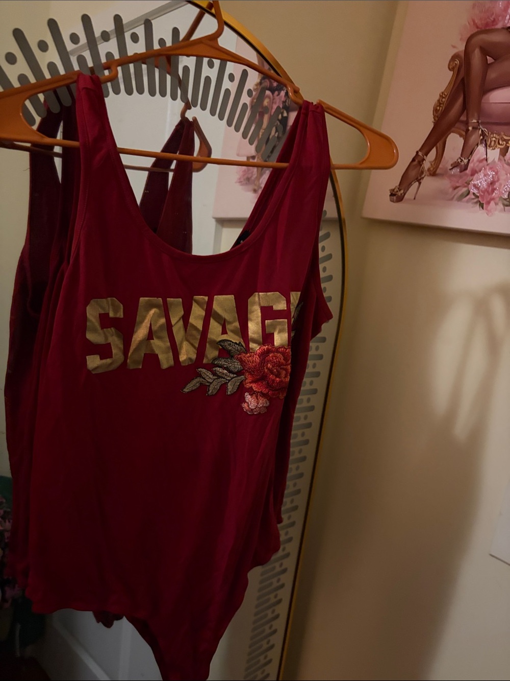 Savage Floral Embroidered Scoop Neck Tank - Burgundy